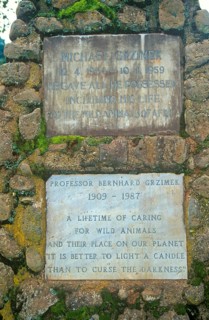 Memorial plaques for Michael Grzimek and his father Professor Bernhard Grzimek on the edge of the