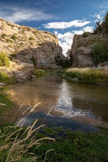 Alcova, Wyoming - Devil's Gate, a canyon cut through solid rock by the Sweetwater River. Emigrants