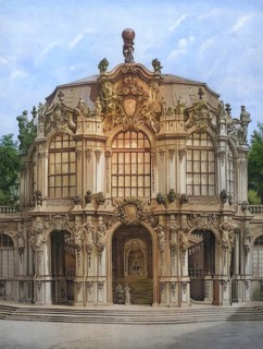 The Dresden Zwinger, Saxony, Dresden, Germany, authentic reproduction of a school mural,