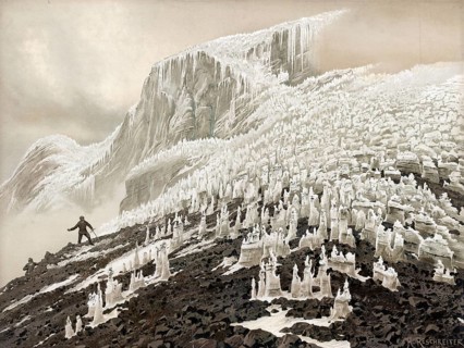 Penitent, penitent snow or zag firn, snow and ice pyramids, at Chimborazo, west side, Ecuador,