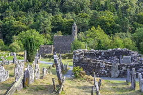 St Kevin's Church and Cemetery, Wicklow Mountains National Park, Glendalough, Brockagh, County