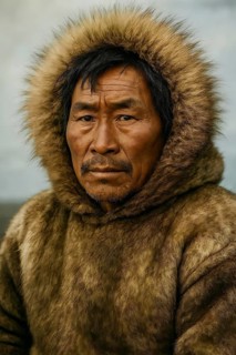An old Inuit man, portrait, symbolic image Eskimo, polar region, winter, native, indigenous people,