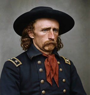 Portrait of General George Armstrong Custer, symbolic picture Battle of the Little Bighorn,