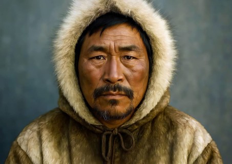 An old Inuit man, portrait, symbolic image Eskimo, polar region, winter, native, indigenous people,