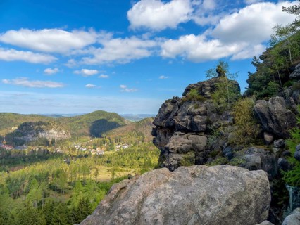 Rocks and views of the countryside on Oybin, Zittau Mountains, things, Germany