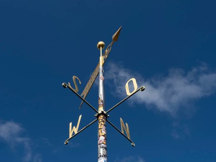 Weather vane and wind arrow, Scharfenstein, Zittau Mountains, Germany