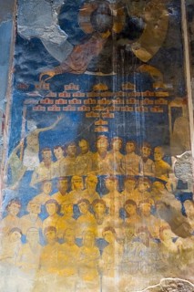Wall painting in a church depicting apostles and a religious supermotif, Akhtala monastery,