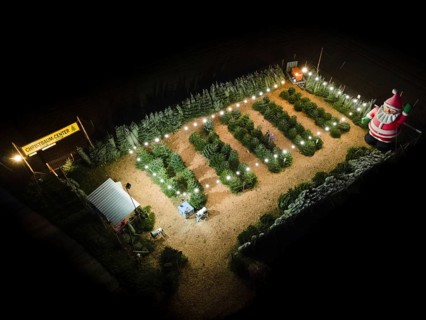 In a Christmas tree centre near Frankfurt am Main there is a decorative inflatable figure of Father