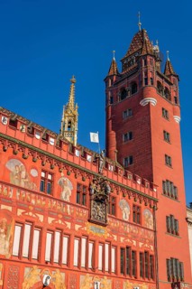 Exterior view of Red Town Hall, Market Square, Basel