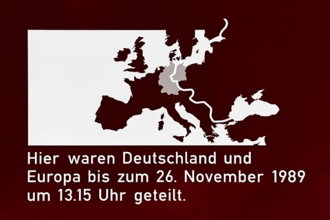 Sign to commemorate the division of Germany, former inner German border, Iron Curtain, Wall, map of