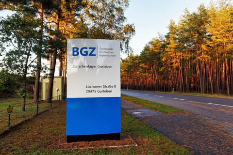 Sign, Gorleben interim storage facility, BGZ Gesellschaft für Zwischenlagerung mbH, facility for