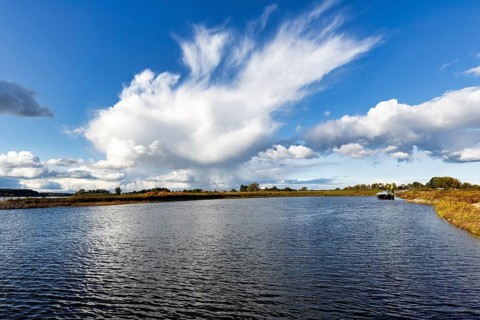 River landscape near Bitter, dramatic cloudy sky, Neuhaus district, Elbe, Lower Saxony Elbe