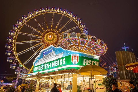 The cathedral at night, fair, fair, St. Pauli, Hamburg, Germany