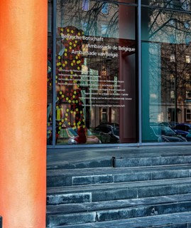 Entrance to the Belgian Embassy in Jägerstraße in Berlin Mitte, Germany