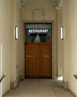 Entrance to a restaurant in Berlin's Humboldtforum, Berlin, Germany
