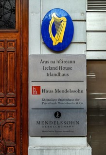 Name and company signs at the famous Mendelssohn house in Berlin's Jägerstraße, Germany