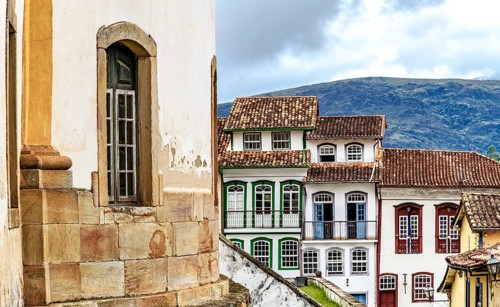 Typical architecture of the historic city of Ouro Preto, with a blend of baroque and colonial