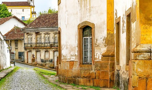 Colonial and Baroque architecture typical of the historic city of Ouro Preto in Minas Gerais, Ouro