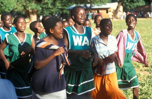 Exuberant woman at a village festival in Kande, Malawi, Africa, July 2000, vintage, retro, old,