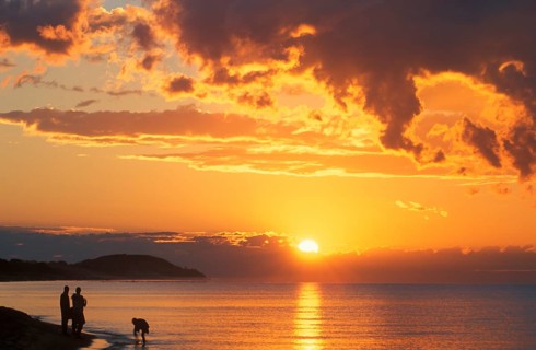 Sunrise over Lake Malawi near Kande, Malawi, Africa, July 2000, vintage, retro, old, historic