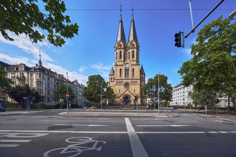 Evangelische Ringkirchengemeinde, church, neo-Romanesque architectural style, architect Johannes