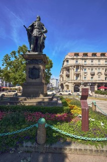 Kaiser Friedrich memorial, flower bed, general architecture, historic building, trees, blue sky,