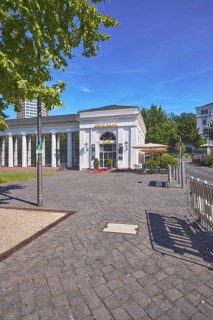 Casino, colonnades, architect Heinrich Jakob Zengerle, historic building, entrance, barrier