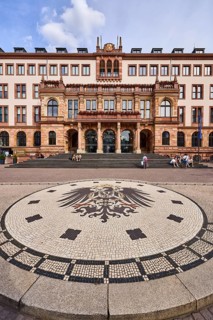 New town hall, historic building, neo-Renaissance style, architect Georg von Hauberrisser, paving