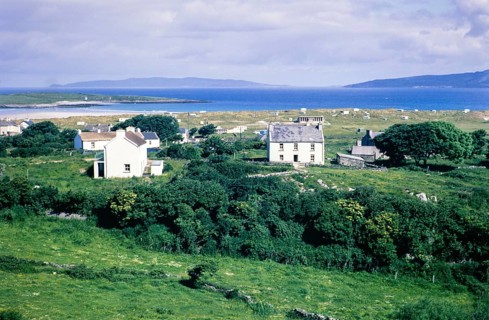 Houses at coastal village of Portnoo, Narin beach, County Donegal, Ireland 1969