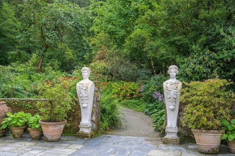 Statues in the Italian Garden near the castle, Glenveagh National Park, Cross Roads, County