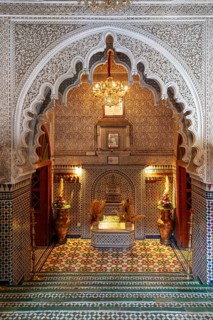 Detail of an artfully decorated room with mosaics
