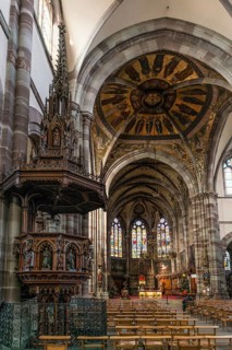 Interior view, Church of St. Peter and Paul, Obernai, Alsace, Bas-Rhin Department, France