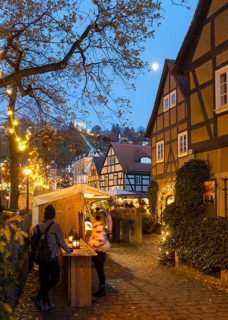 Elbhangfest Christmas market in Dresden Loschwitz in the historic village center of Loschwitz