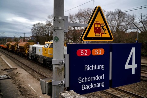 Work on the railway line, implementation of digital nodes between Waiblingen and Bad Cannstatt,