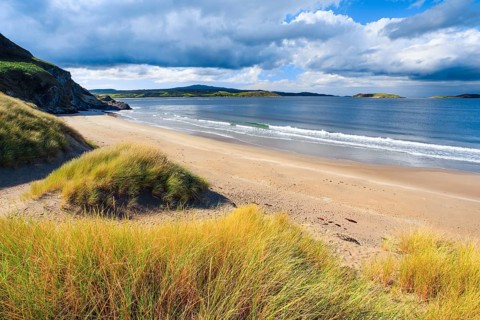 Sandy beach coast, Sutherland, Scotland, United Kingdom