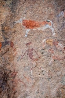 White Lady Rock Painting, White Lady Painting, Depiction of Hunters and Animals, Rock Paintings in