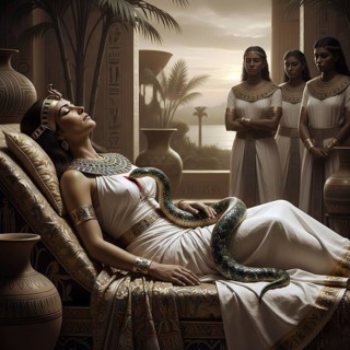 Cleopatra dead after being bitten by a snake, symbol symbol Mark Antony, Roman Empire, Egypt,