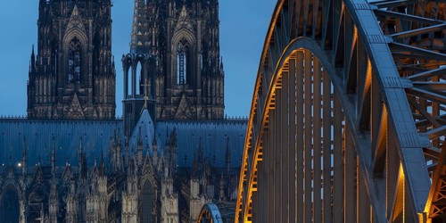 Abendstimmung am Kölner Dom, Hohenzollernbrücke, Cologne, North Rhine-Westphalia, Germany