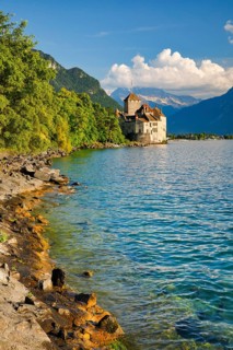 Chillon Castle on Geneva near Veytaux, Canton of Vaud, . switzerland