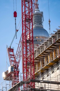 Construction site of the Covivio high-rise building in the vicinity of Alexanderplatz in Berlin,