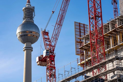 Construction site of the Covivio high-rise building in the vicinity of Alexanderplatz in Berlin,