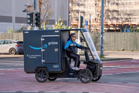 E-cargo bike, e-cargo bike delivery vehicle, pedal drives with e-motor assistance, from the