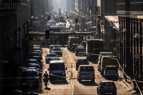 Traffic on Friedrichstraße in Berlin, looking south, Germany