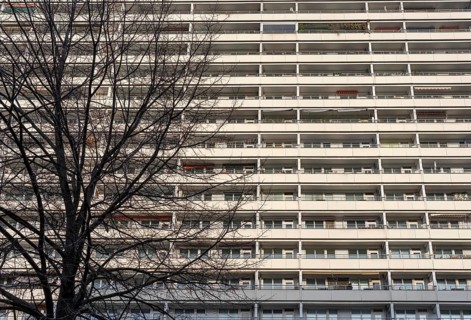 High-rise residential building on Spandauer Strasse in Berlin, Germany