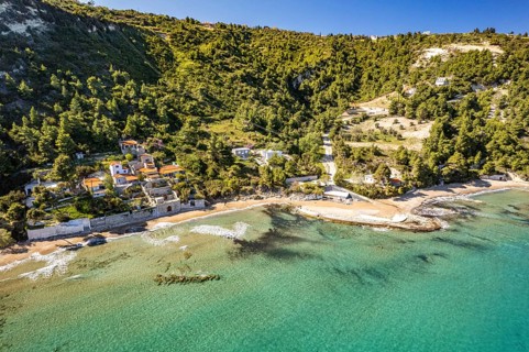 Soutsini beach near Kymi seen from the air, Euboea or Evia island, Greece