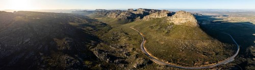 Parkhuispas mountain pass, aerial view of mountains and countryside, Cederberg Mountain Catchment