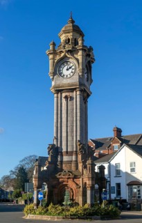 Miles Memorial Clock Tower, Queen Street, Exeter city centre, Devon, England, UK erected 1897