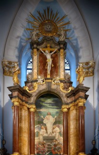 Interior view, choir, altar, main evangelical church of St. Michaelis, Michel for short, Free and