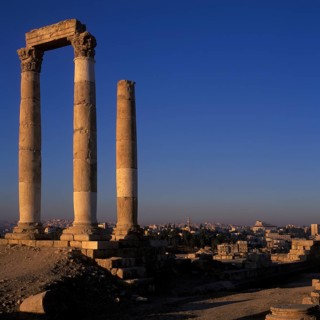 Columns of the Roman Temple of Hercules, ruins on the citadel hill (Jabel el-Qala), Qala temple,