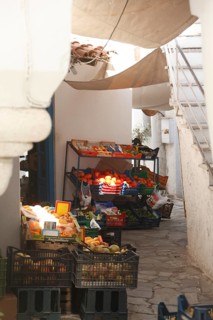 Alley in the old town of Naxos, Cyclades, Greece